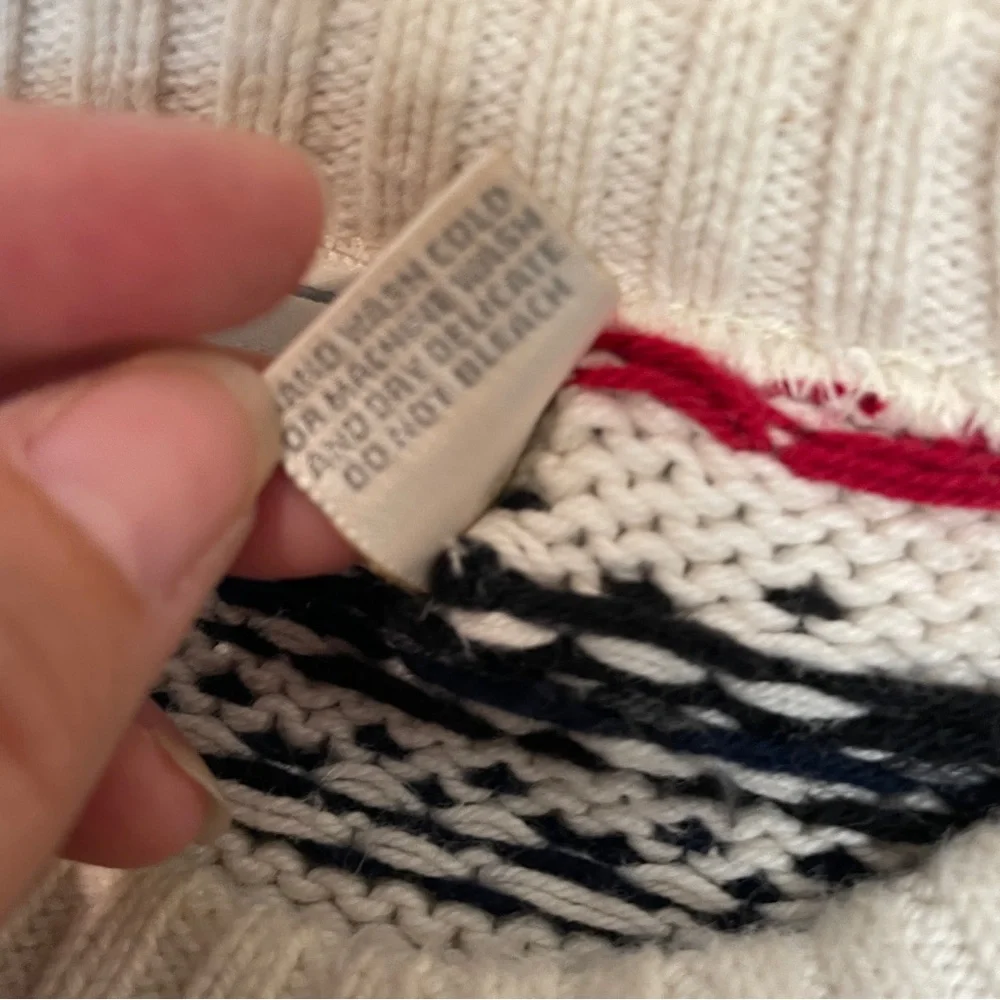 Berwick White Red Blue Vintage 90s Knit Grandpa Fair Isle Sweater Men's‎ Medium